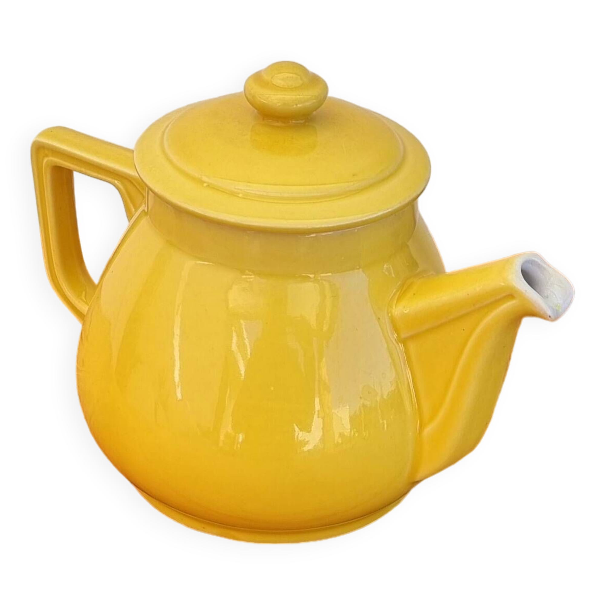 Vintage yellow ceramic coffee pot