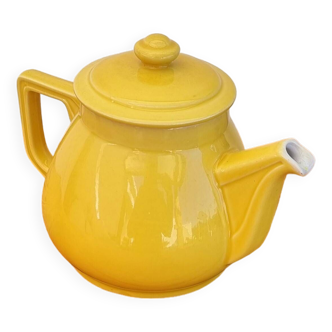 Cafetière en céramique jaune vintage