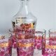 Pink and gilded glass liquor service