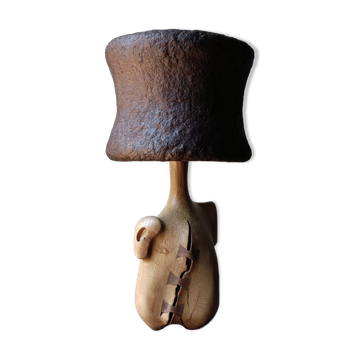 Designer lamp in solid oak