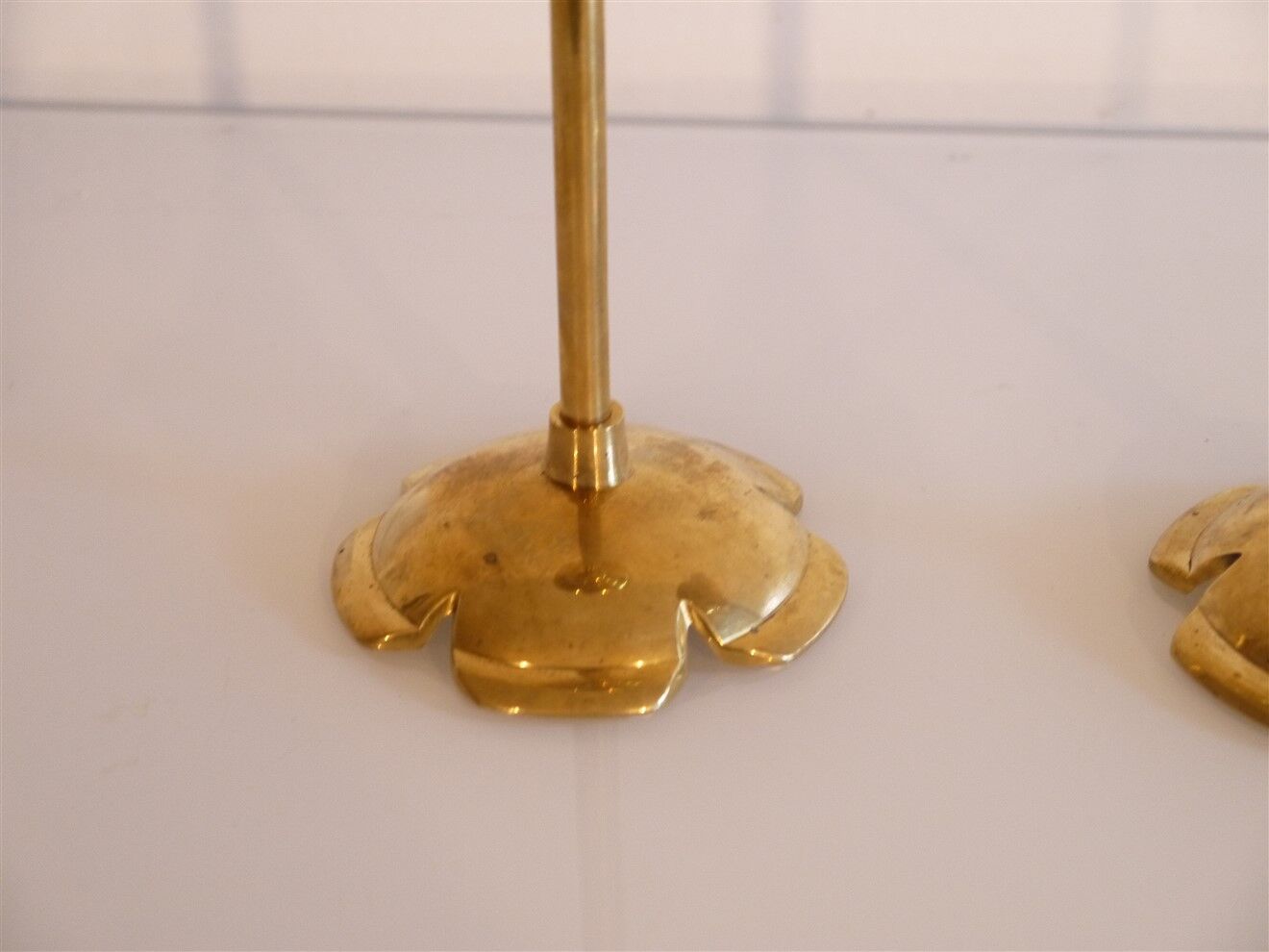 Pair of vintage Scandinavian brass candle holders 1960