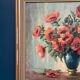 Original Swedish Oil on Canvas – "Red Poppies in a Blue Vase" by C. Horst – Signed – Vintage and Framed – 72 × 62 cm (28.3" × 24.4")