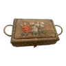 Sewing box and articles of woven straw and embroidery with antique monogram stamps