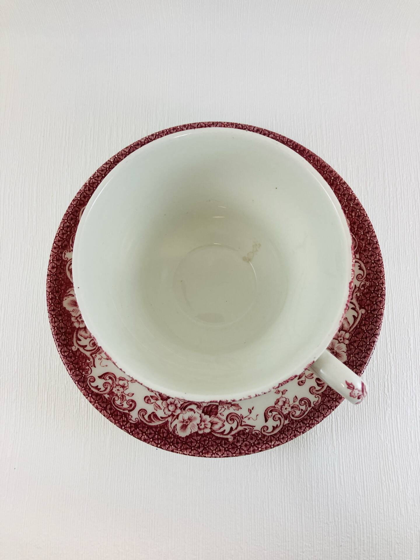 Breakfast Cup and Saucer Coaching Scenes Red by Johnson Bros