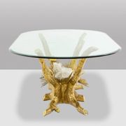 Pierre Duval Brasseur. Dining table in gilded brass. Circa 1970.