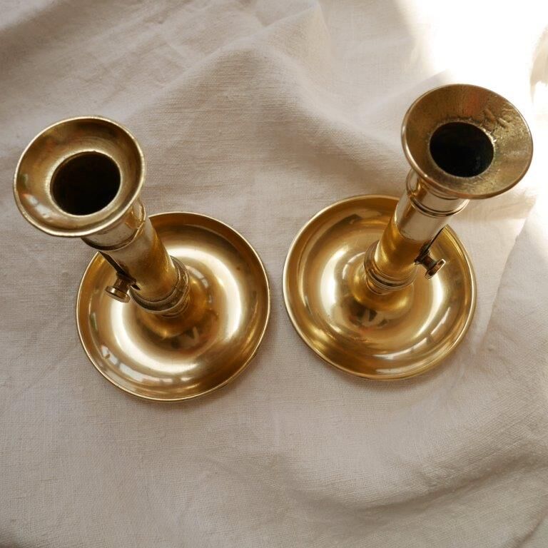 Set of 2 brass candle holders