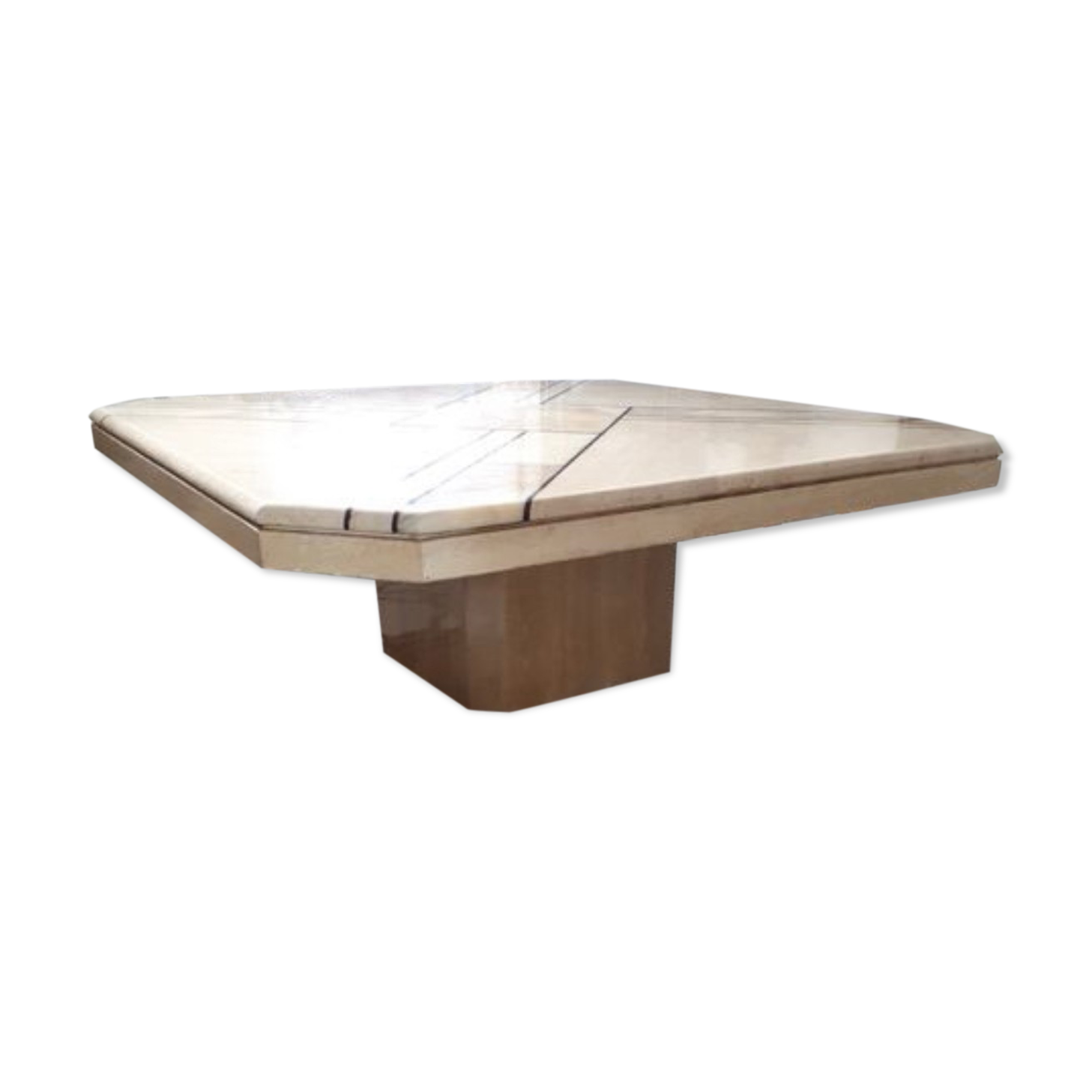 Vintage coffee table from the 80s in travertine and onyx made in italy