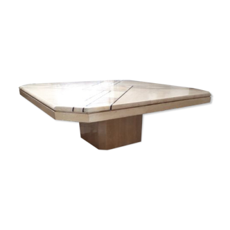Vintage coffee table from the 80s in travertine and onyx made in italy