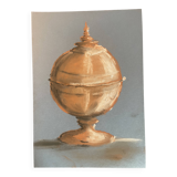 Signed painting Pastel terracotta "terracotta candy box" indigo paper