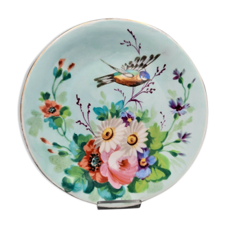 Porcelain plate decoration of flowers and birds Napoleon III XIXth