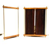 Leonardo Mosso 2 palisander and brass table lamps, Italy 1970s