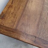 Rustic farmhouse coffee table with two drawers, solid oak, 19th century - 1.97m