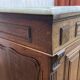 Bar counter in oak, zinc, and white marble from the early 20th century.