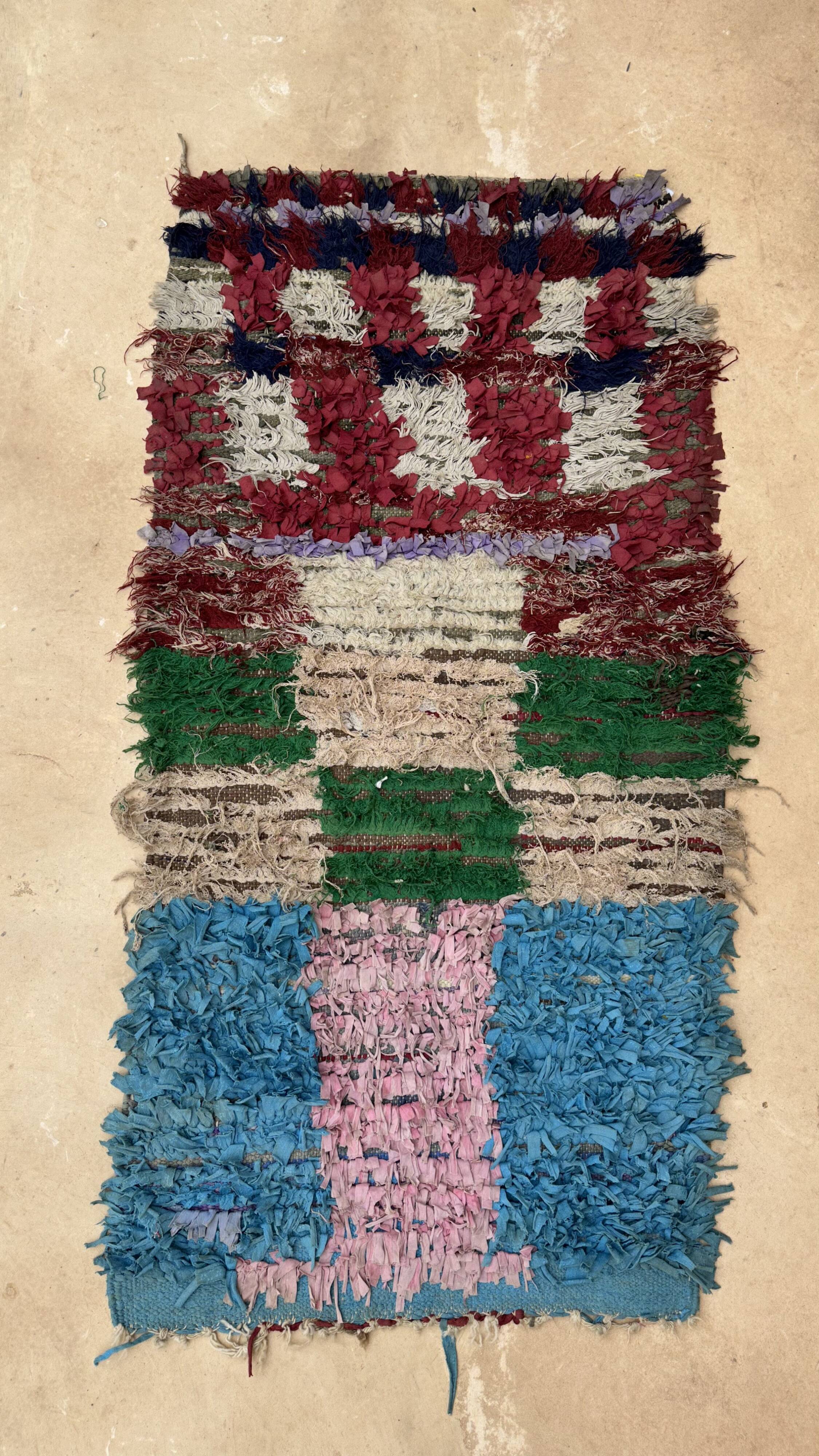 Colorful Boucherouite Moroccan rug - 80 x 170 cm