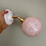 Vintage pink Clichy glass globe wall light