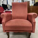 Vintage old pink velvet armchair