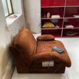 Pair 70s brown velvet armchairs