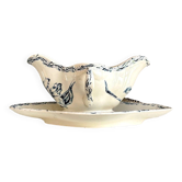 Lunéville sauce boat in blue ironstone, "Tulip" service.