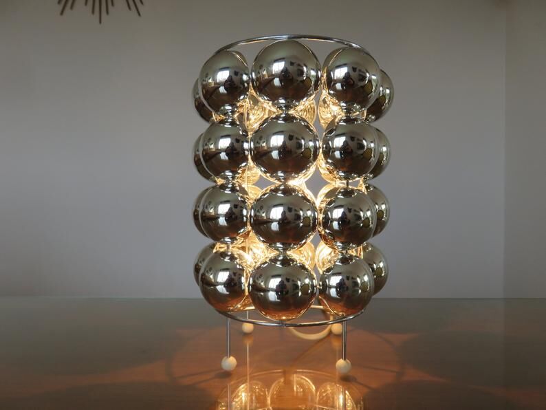 "Half spheres" lamp in chrome polycarbonate 70s