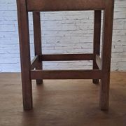 Stained brown wood stool 1940 with locker extra furniture decoration kitchen workshop veranda