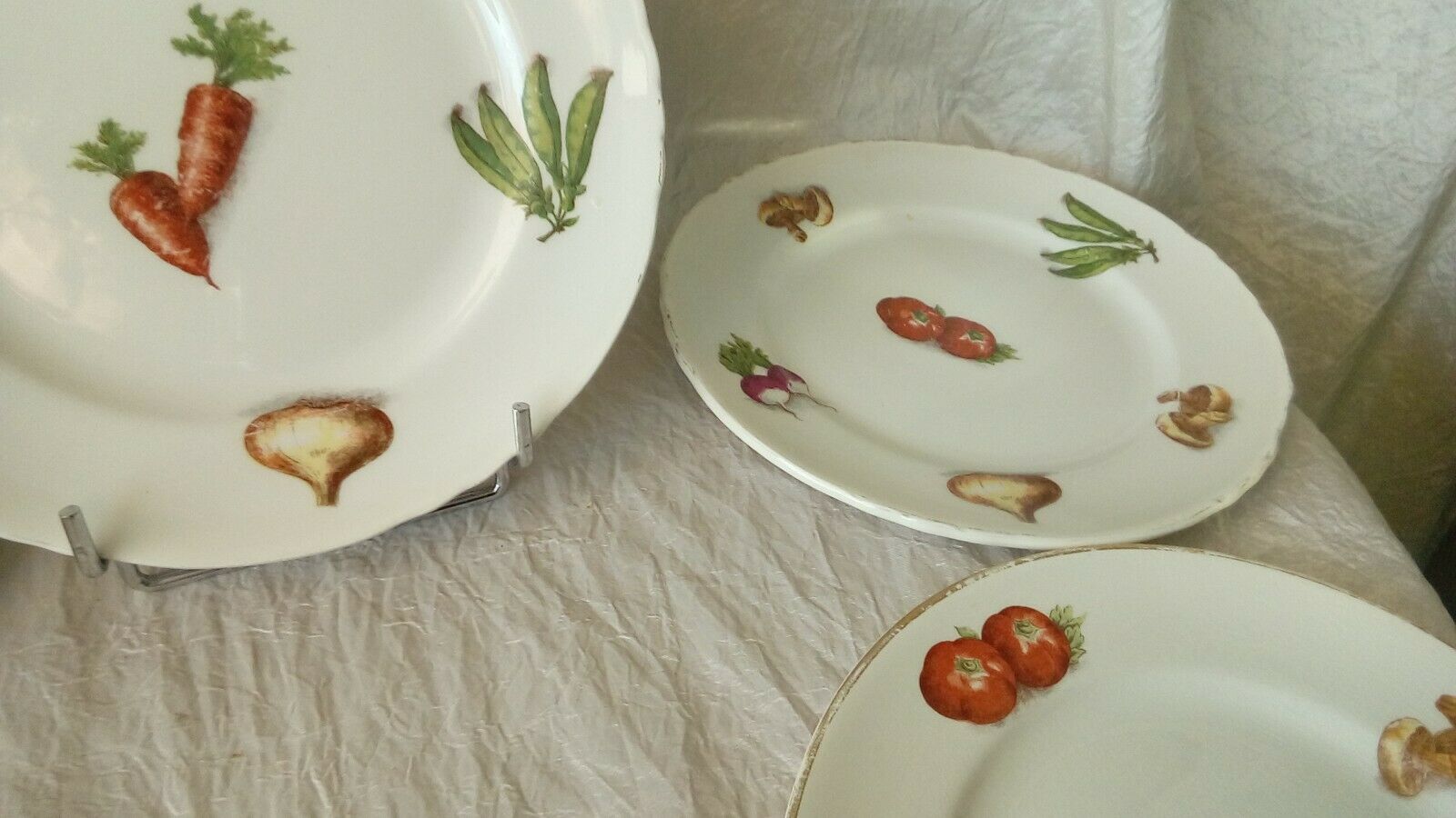 6 dessert plate in faience decor legumes 4 seasons moulin des loups n°1