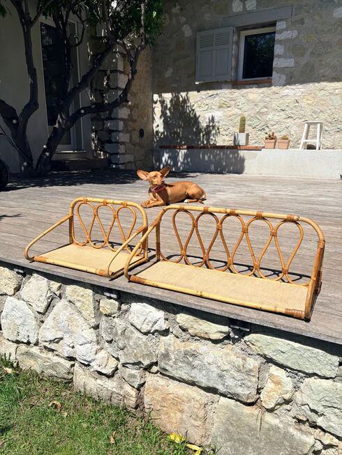 Vintage rattan shelf pair "Celestine"