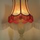 French vintage round marble table lamp with hide skin decorative shade