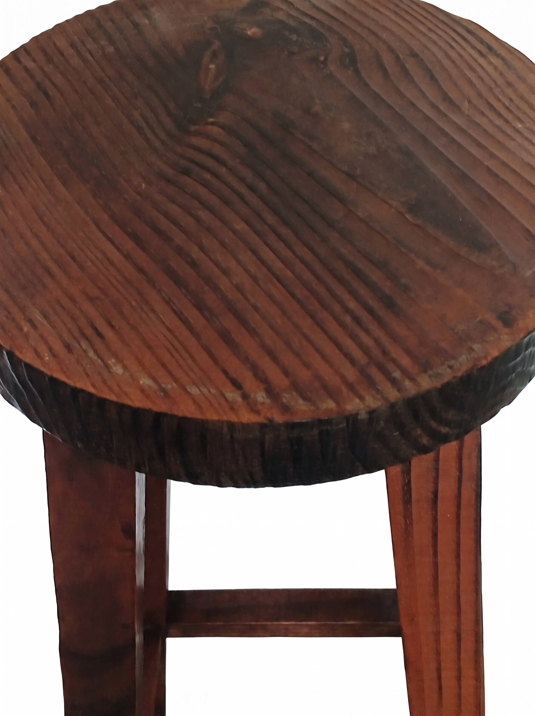 Handcrafted Vintage High Stool Solid Wood Hand-Carved