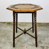 Antique wood carving table with 8 sides