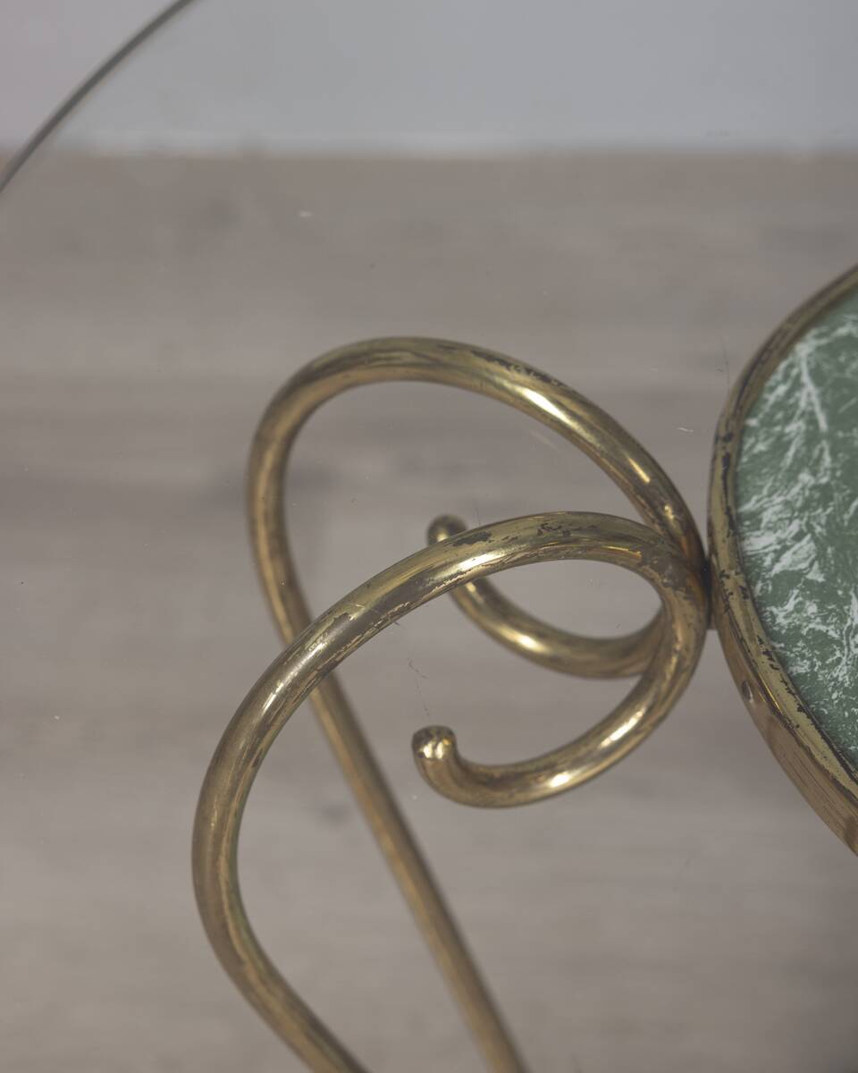 Vintage 1950s golden brass and glass coffee table Italian design