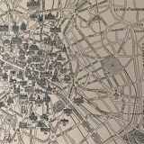 Lithograph map of Paris districts - 1920