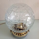 Structured glass globe lamp and metal-brass/ vintage 60s and 70s base