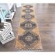 1960s Orange Geometric Turkish Hand-Knotted Runner Rug 77x345