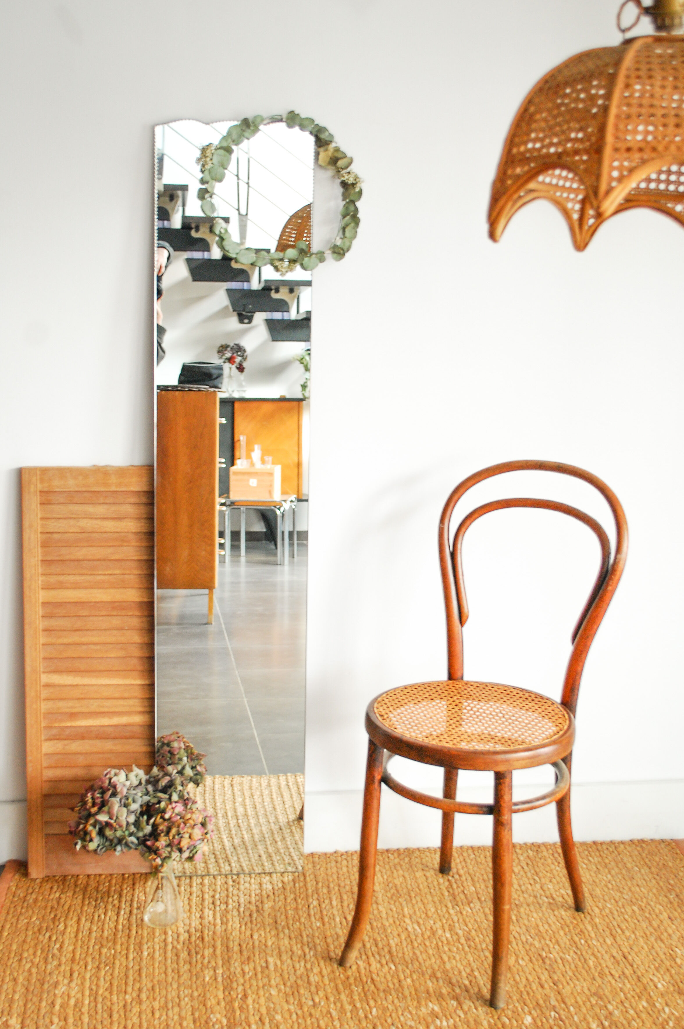 Beveled vintage mirror, 30x149cm