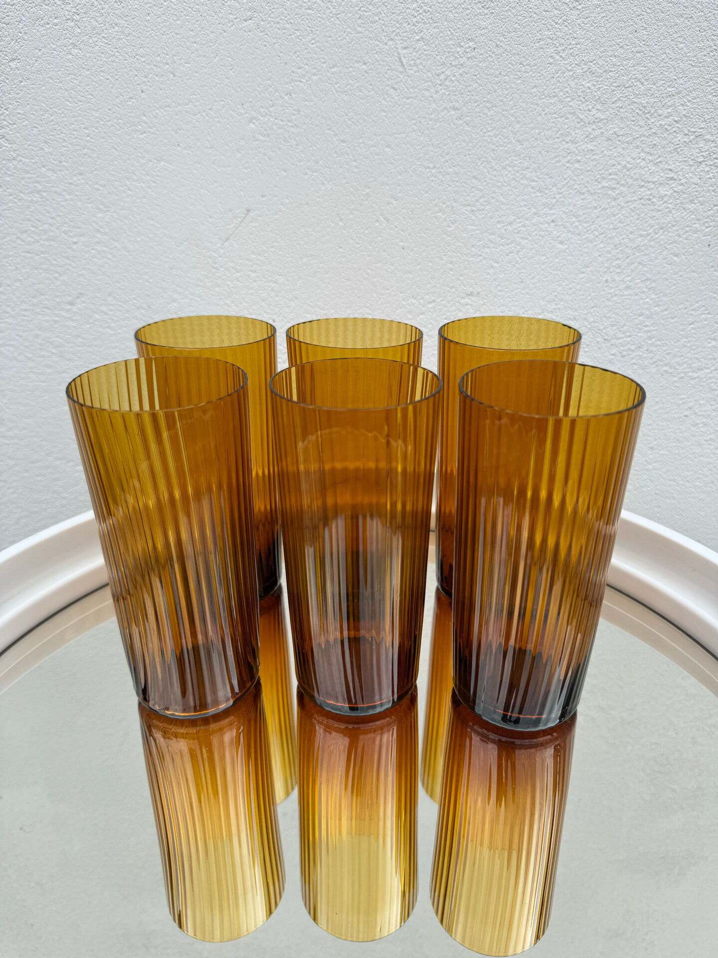 Verres ambrés soufflés années 60