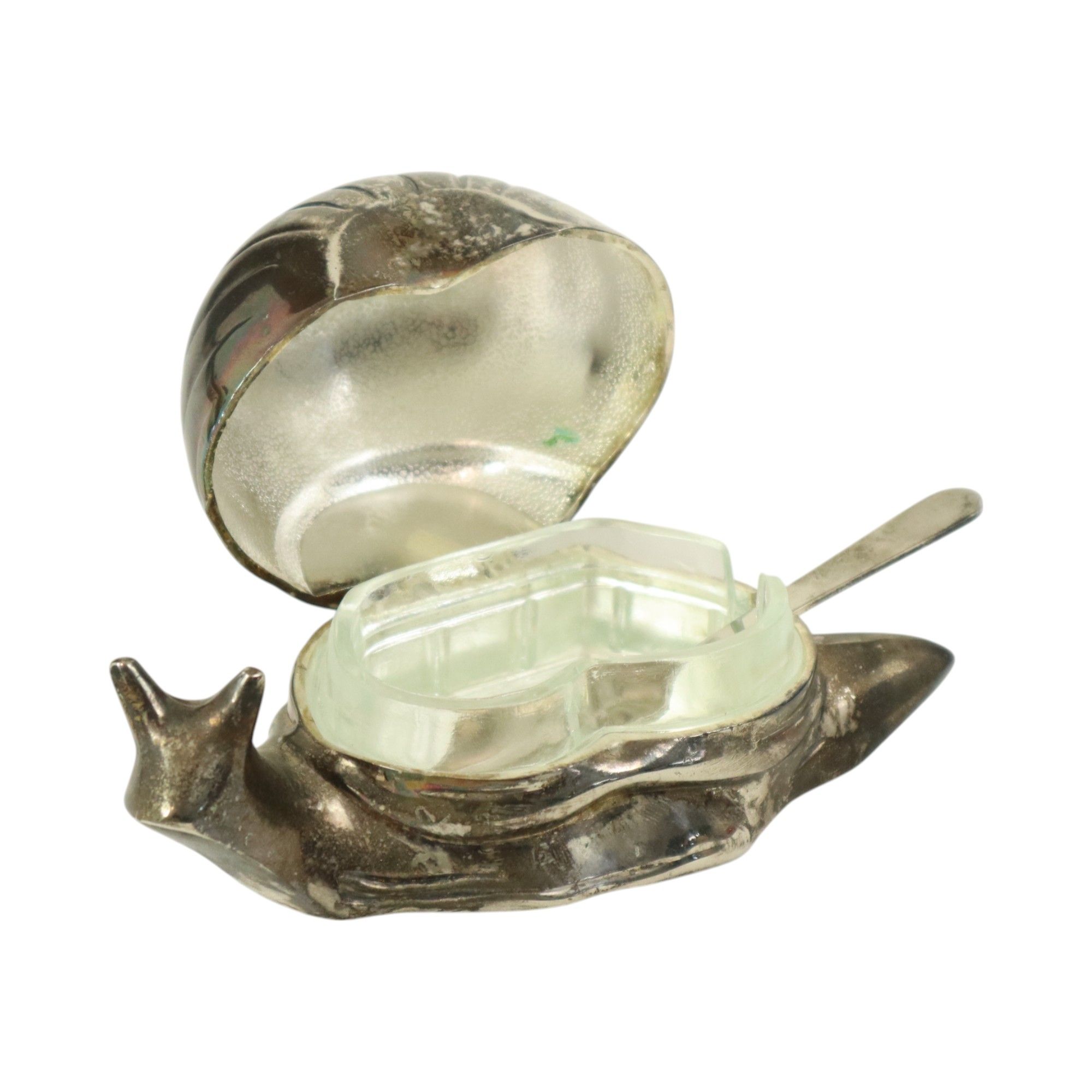 Vintage Silver Plated Butter Dish Snail EP Zinc Hong Kong 1960s
