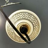 French chandelier, with pink glass shades, Art Deco