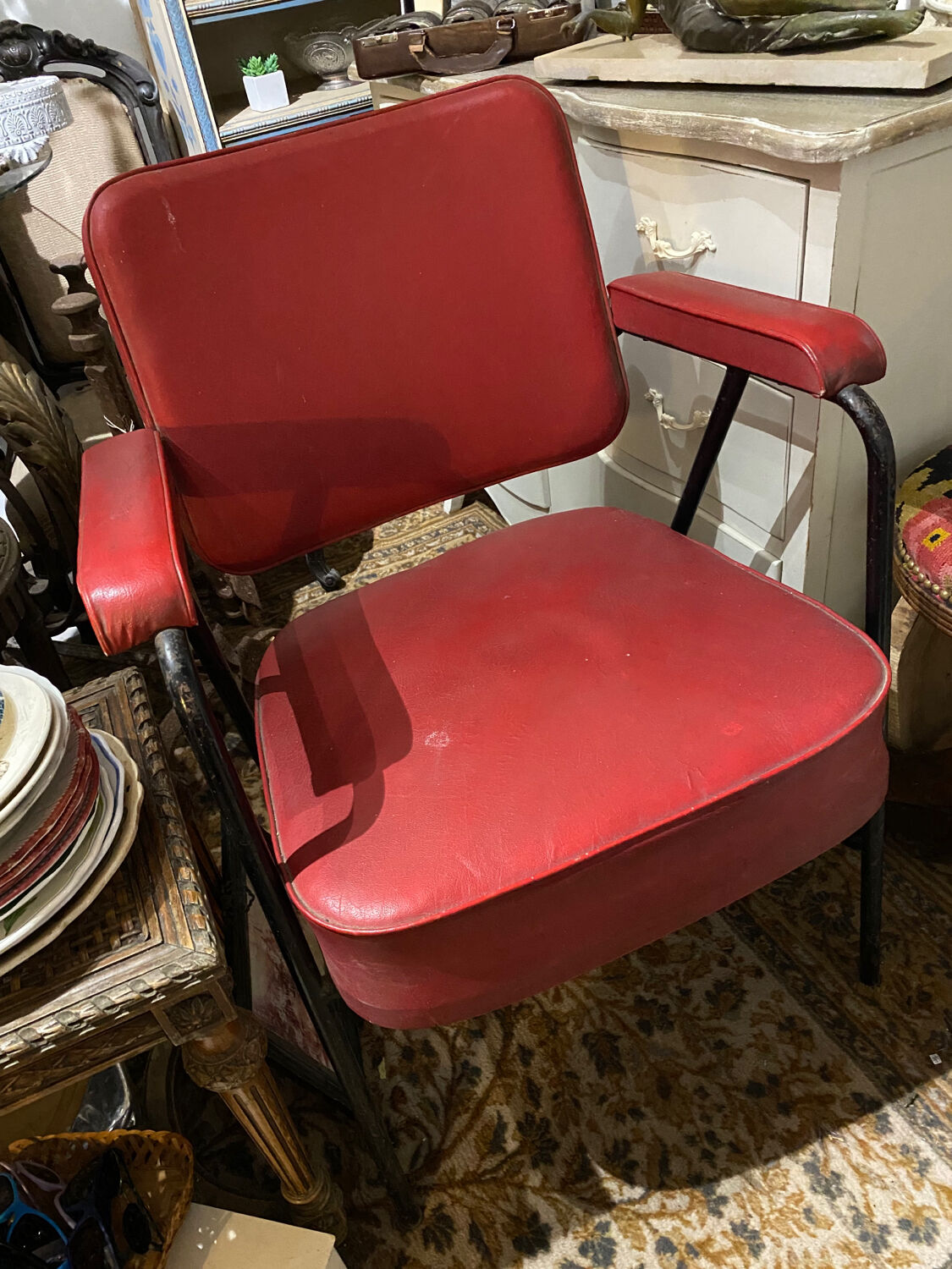 1950s armchair in red skai