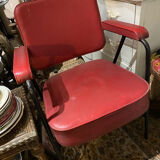 Fauteuil année 1950 Skaï rouge
