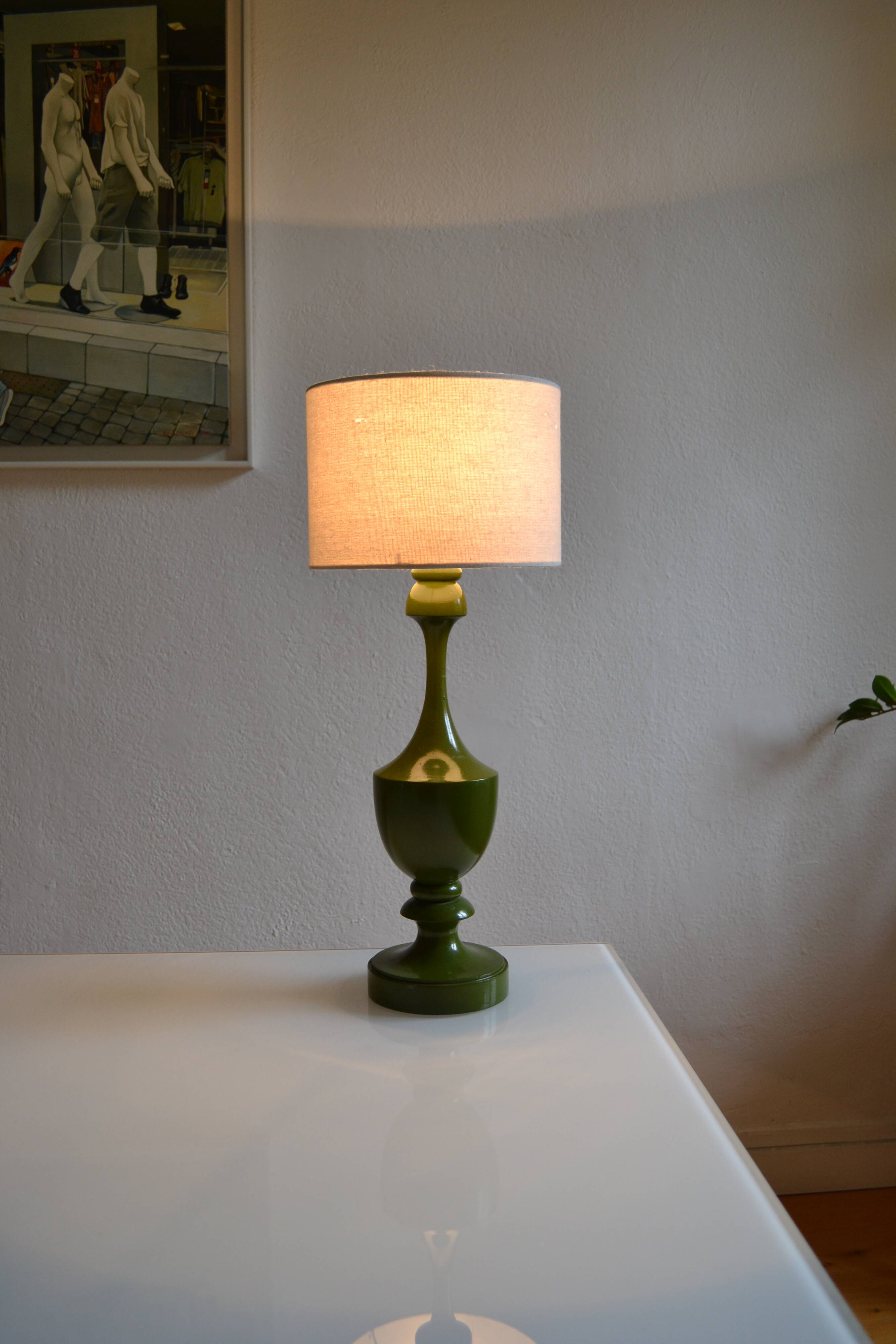Vintage olive green lamp base circa 1970