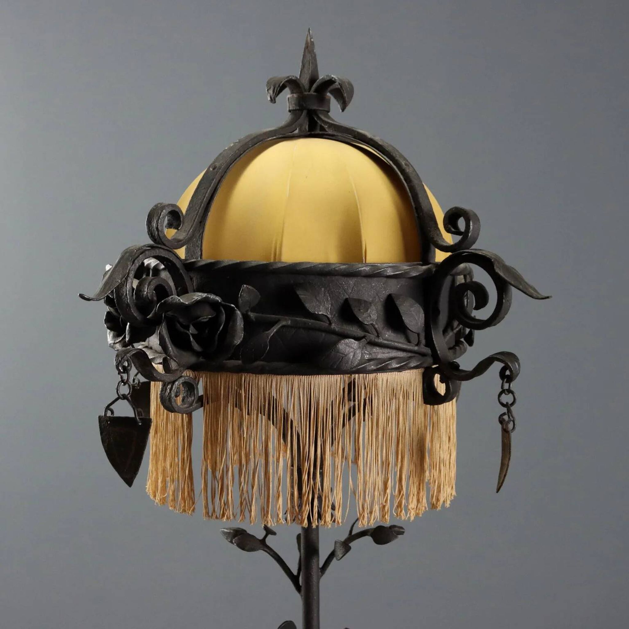 Antique Art Nouveau lamp in wrought iron, Italy, 20th century