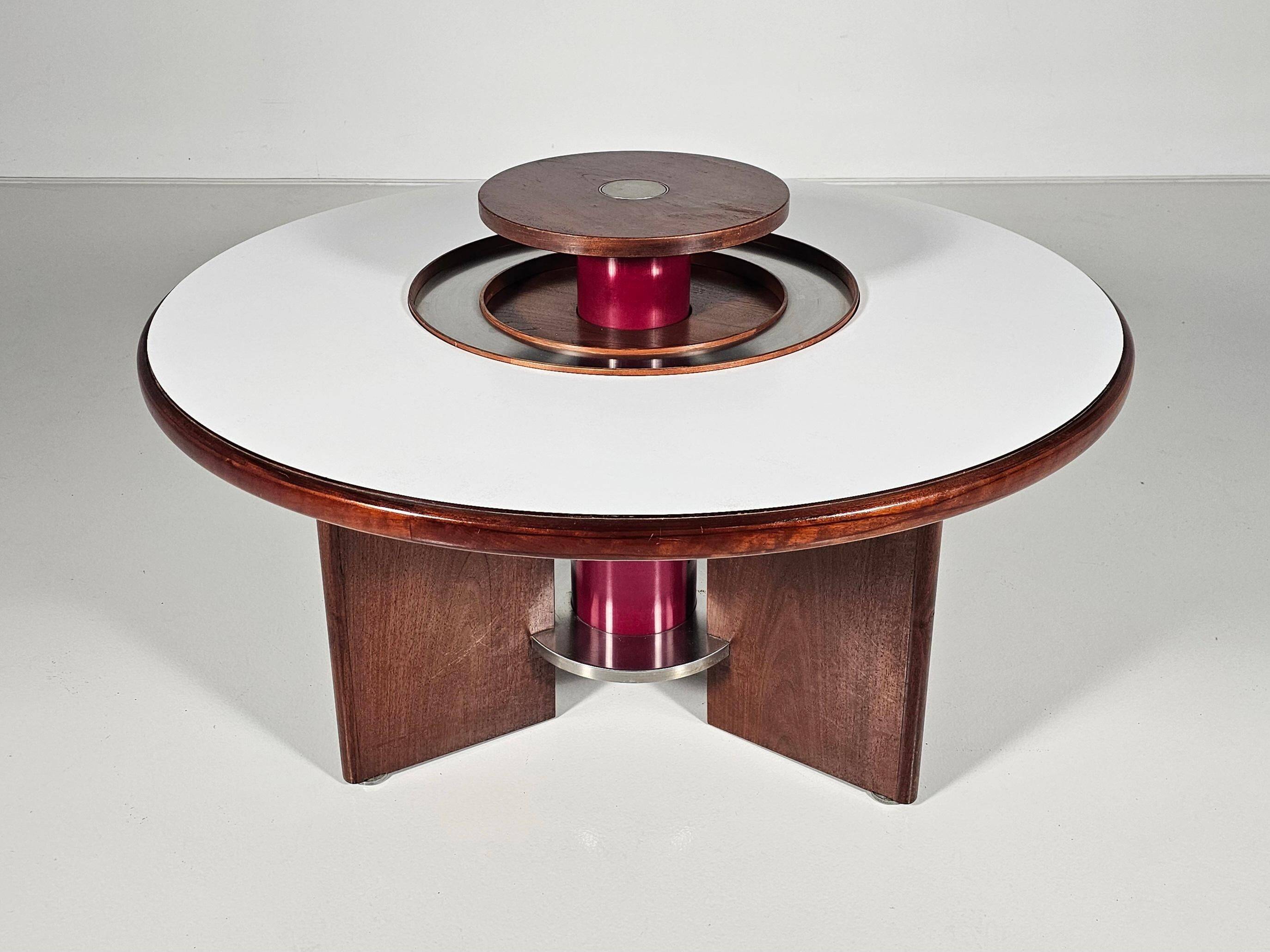 Dining table in walnut, laminate and steel by Silvio Coppola for Bernini, Italy.