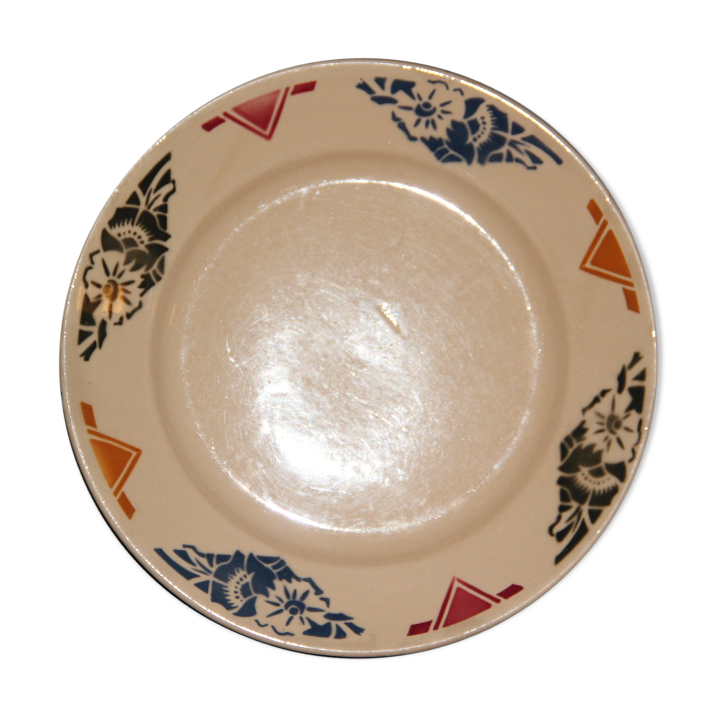 Old dessert plate in earthenware