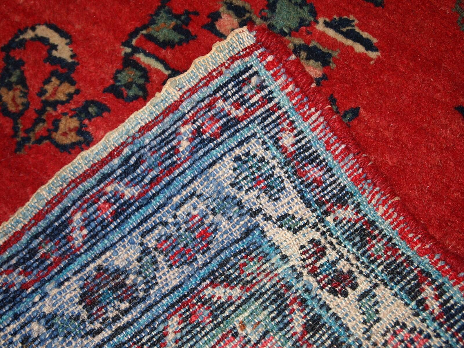 Tapis vintage fait main Hamadan persan 81cm x 194cm (1960s)