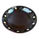 Old Round Glazed Pottery Plate with Floral Decoration