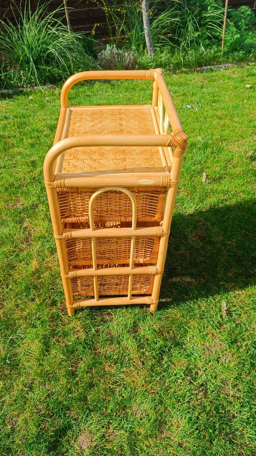 Vintage rattan chest of drawers