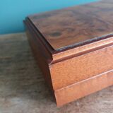 Burl wood box for playing cards