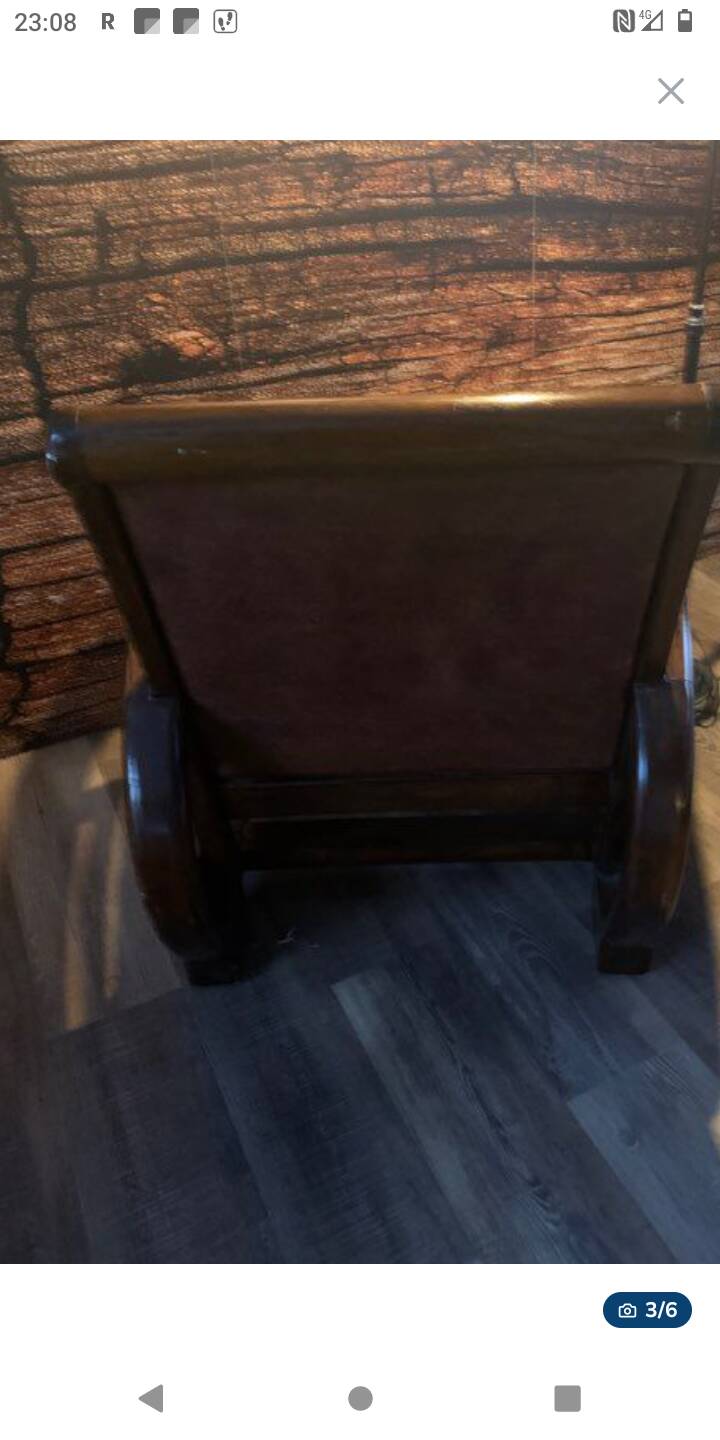 Faiteuil vintage cuir et teck année 60