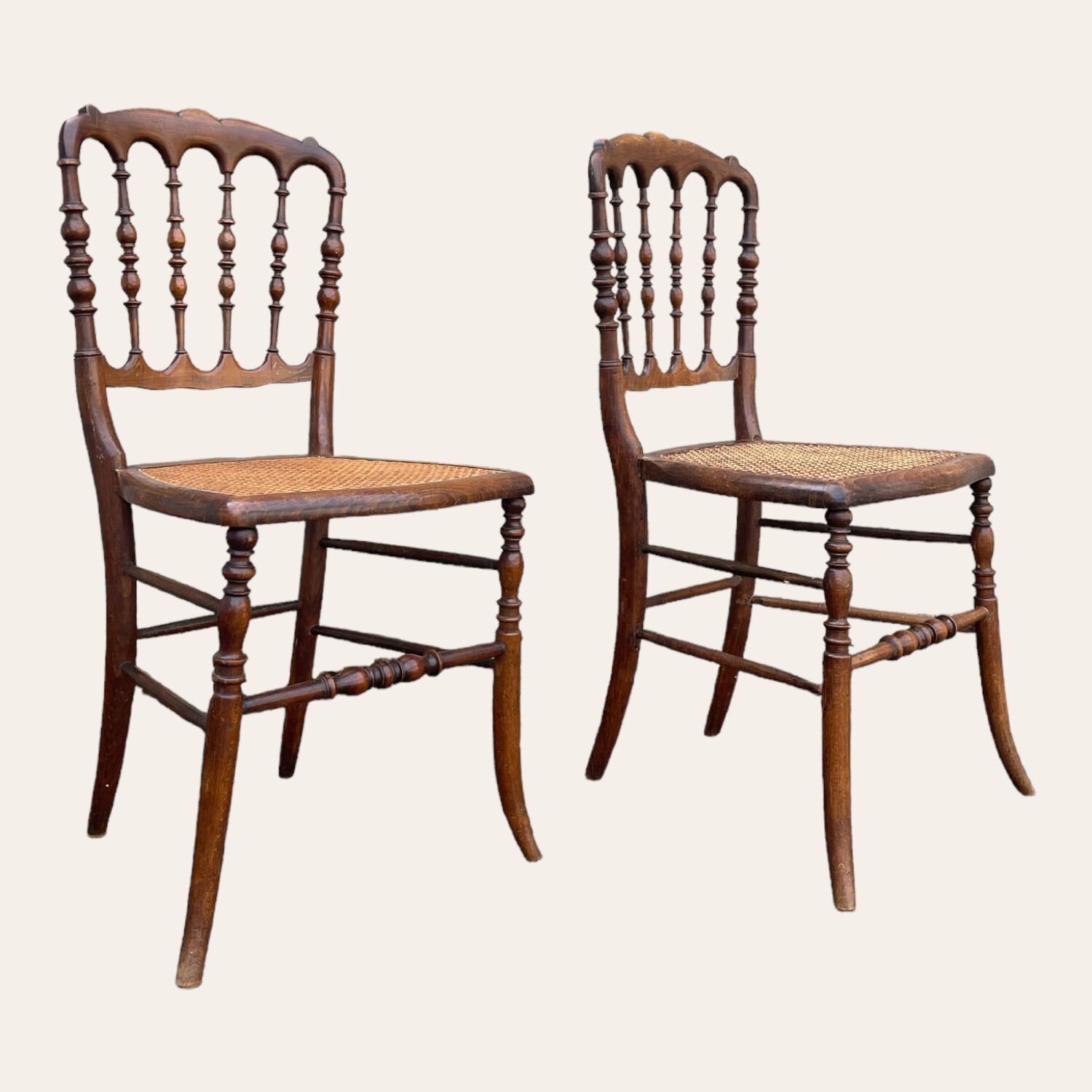 Set of 2 Chaviari Napoleon III cane chairs