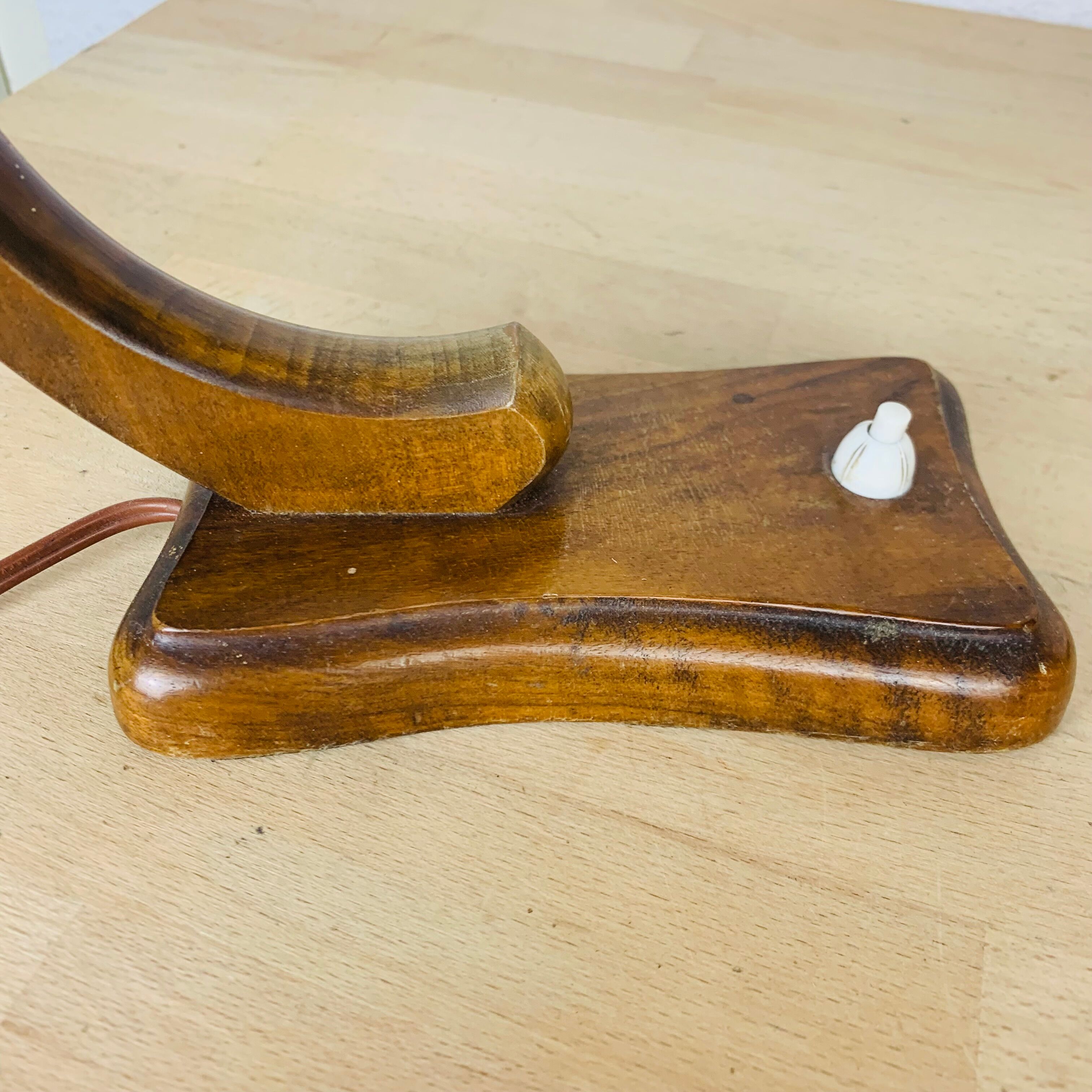 Paire de lampes art déco bois courbé